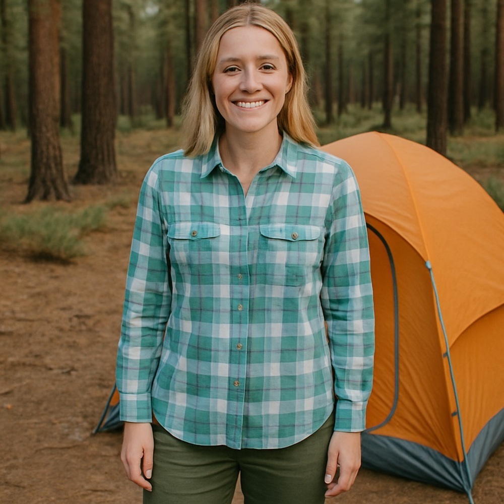 Eddie Bauer Plaid Button-Up Shirt Gorpcore‎ Outdoors Camping Hiking Size S